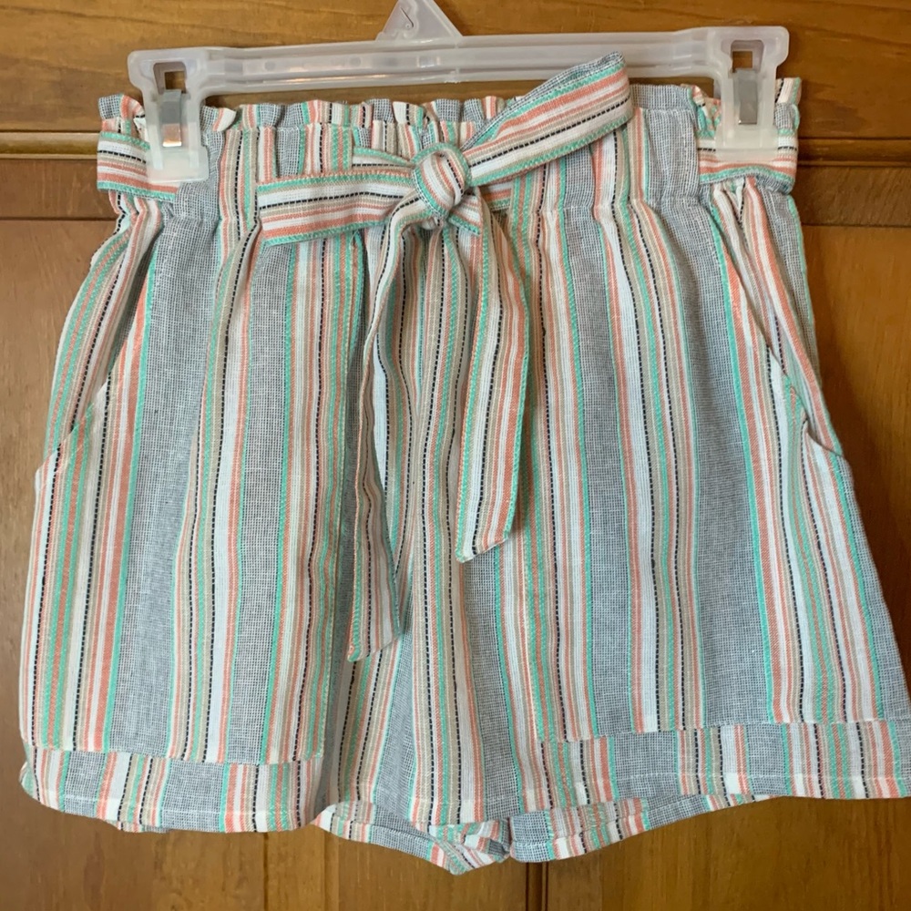 NWOT Planet Gold Paper Bag Striped Shorts